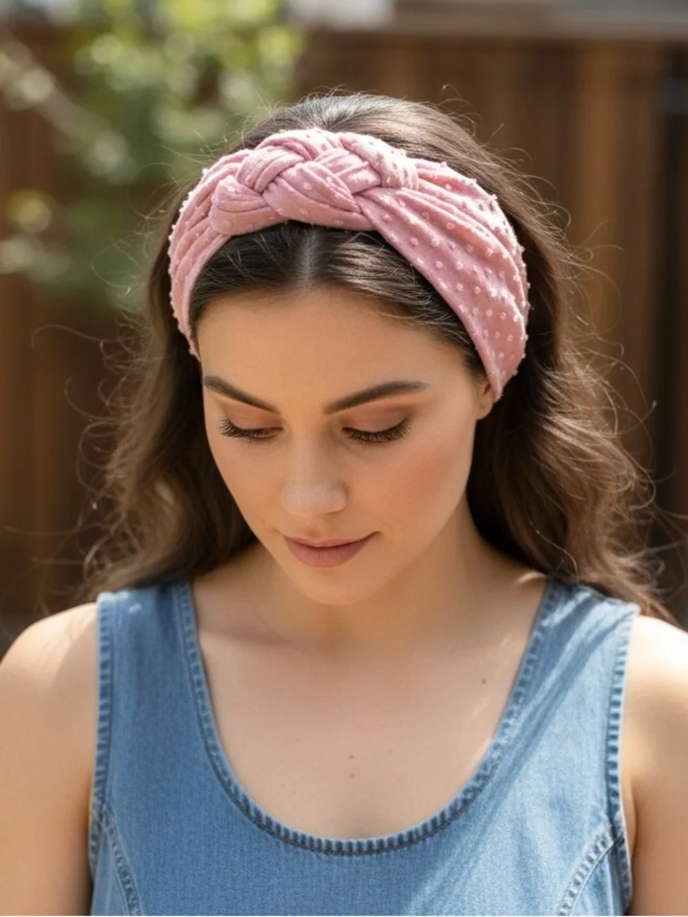 Handmade Swiss Dot in Chunky Sailor Knot Headband for Women